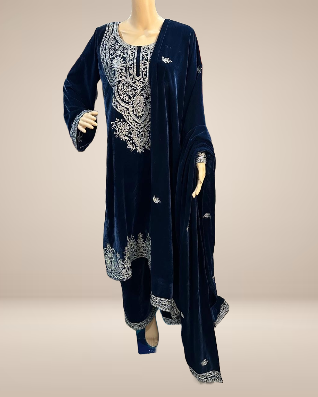 Navy Blue Velvet 3-Piece Suit