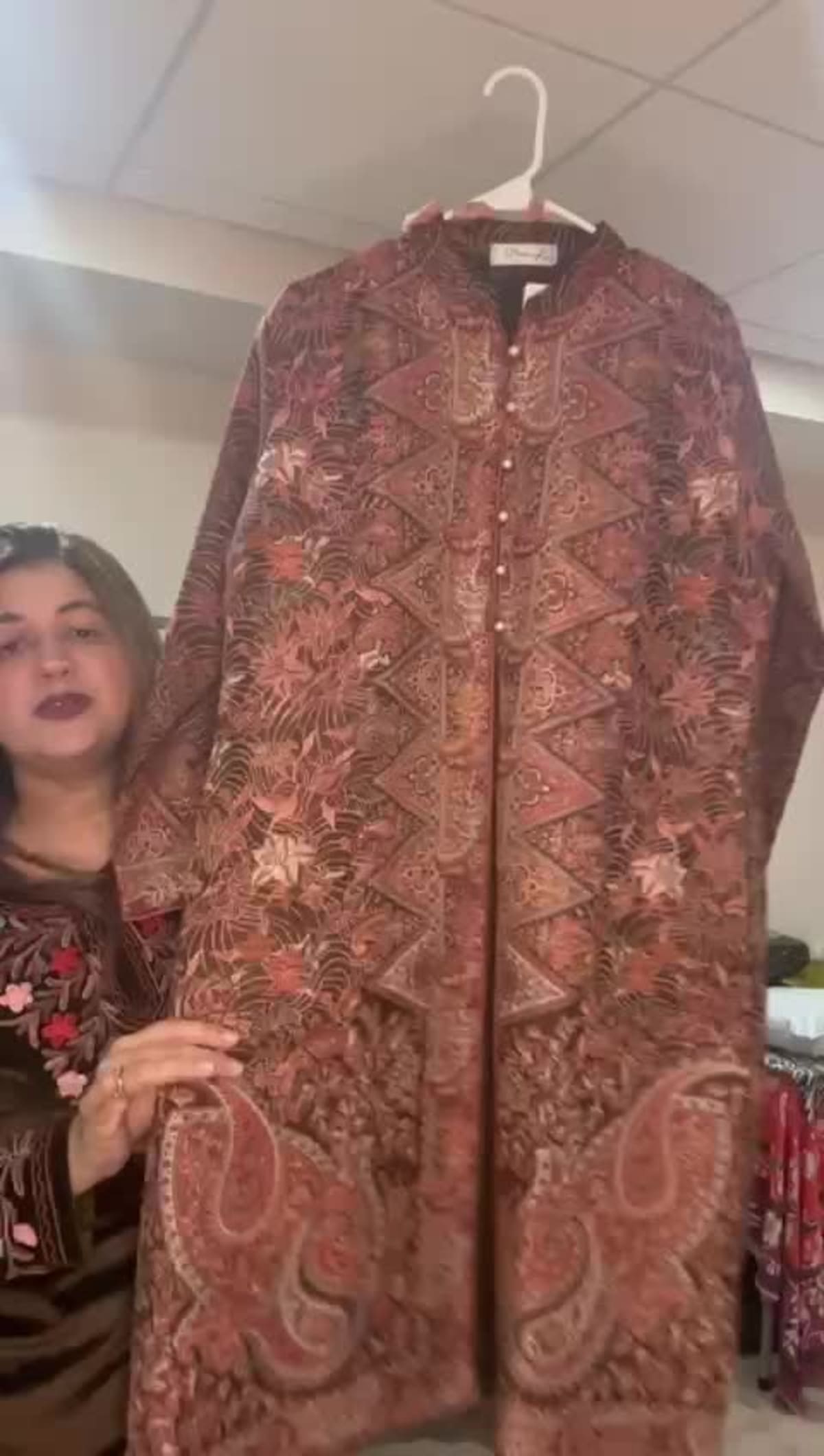 Dark Brown Pashmina Kani Coat Must-Have Suit