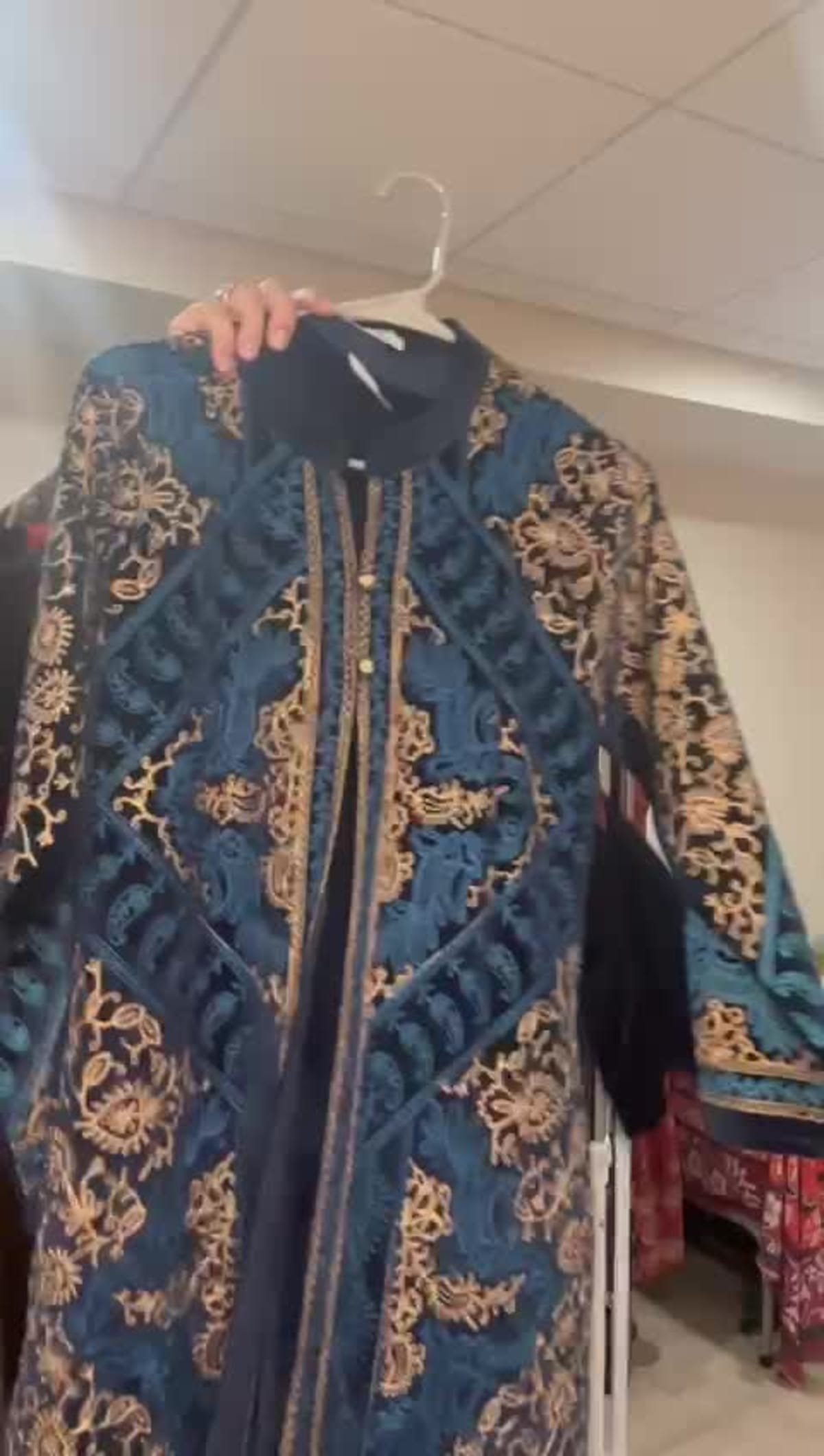 Royal Blue Velvet Embroidered Jacket Suit