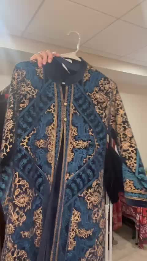 Royal Blue Velvet Embroidered Jacket Suit