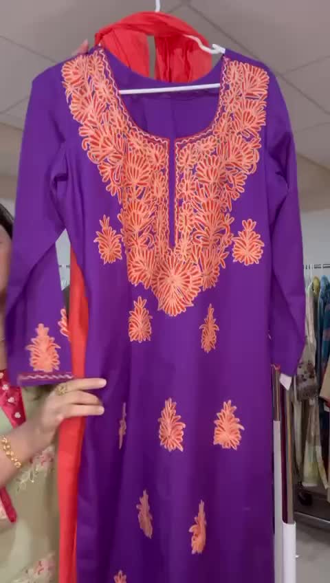 Purple Kashmiri Embroidery Suit with Rust Orange Detailing - 3-Piece Tailored