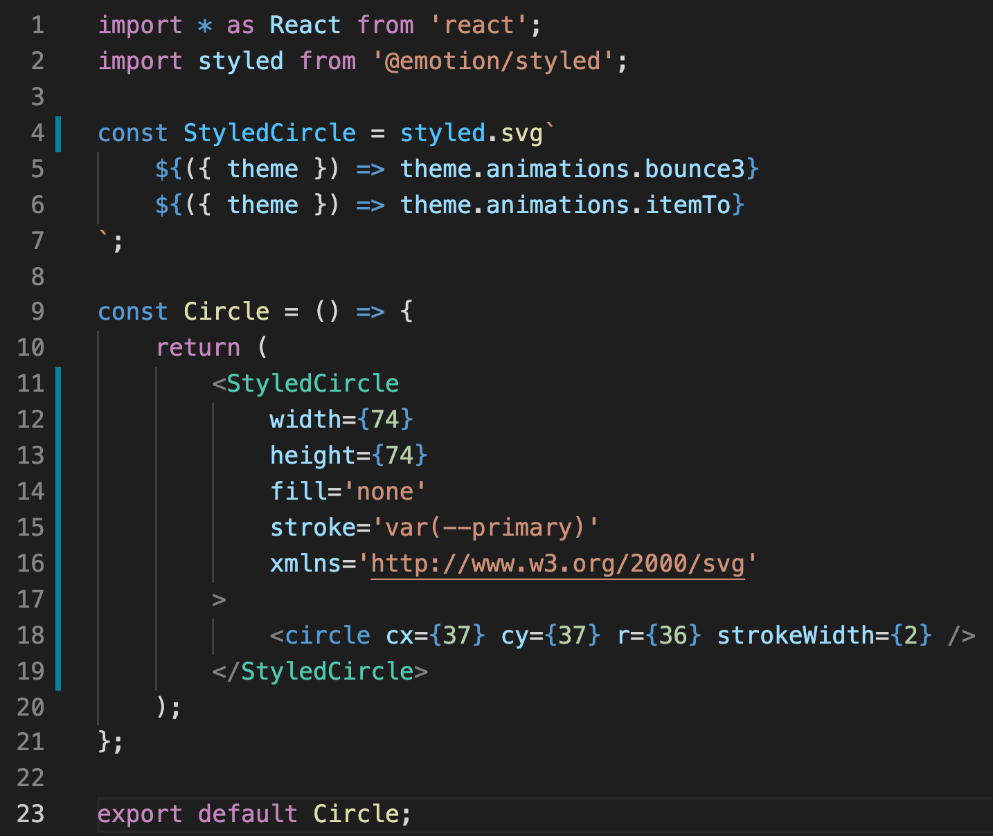 importing from the theme to the SVG component