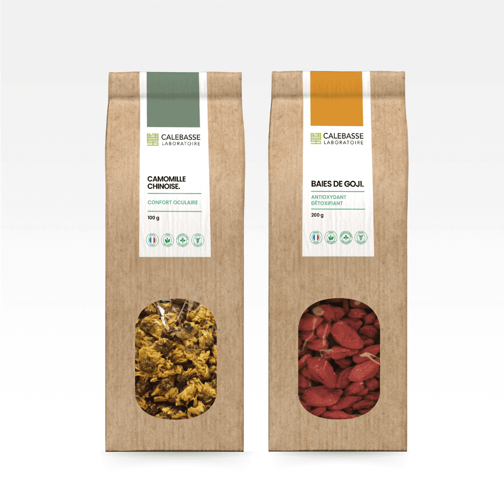 Tisane Éveil du Printemps, chrysanthème et baies de goji, Calebasse.