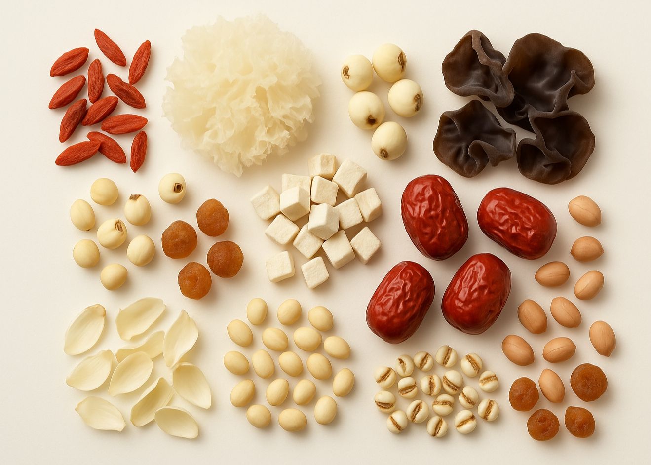 Ingrédients traditionnels pour gruau chinois