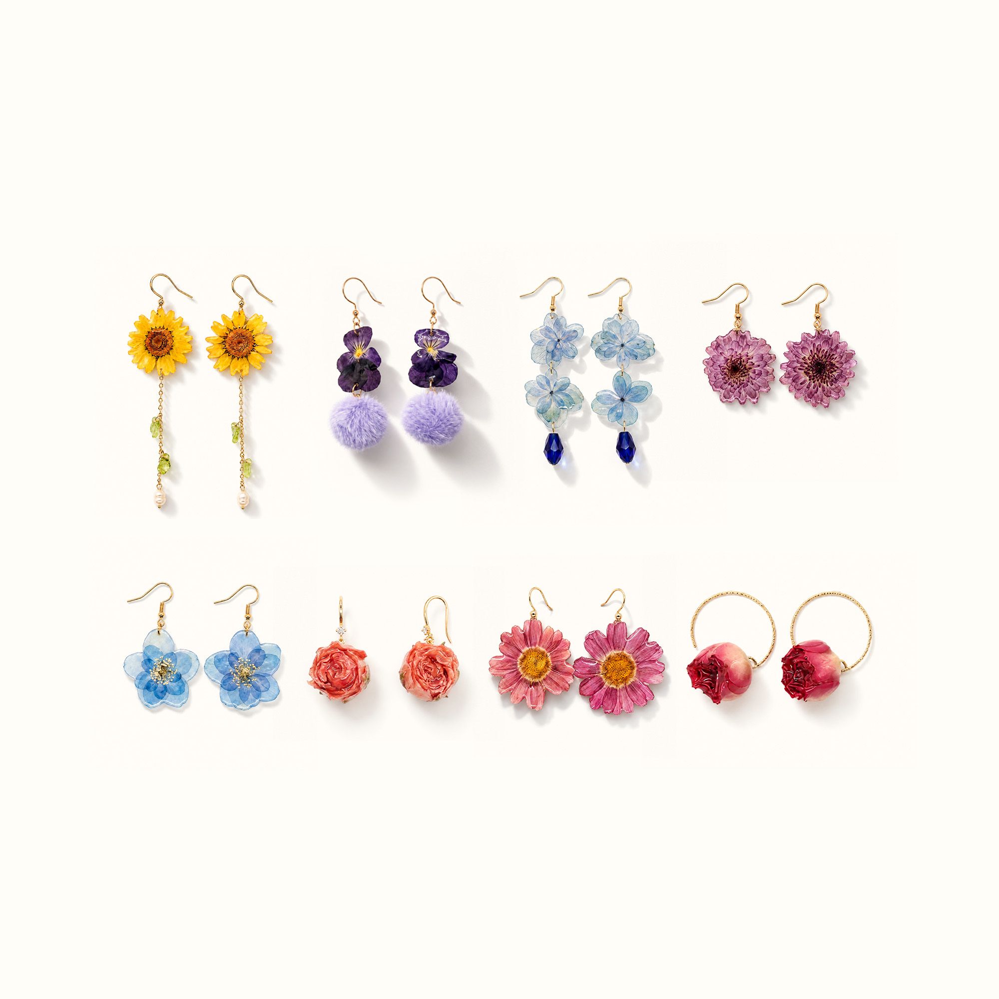 Boucles d'oreilles fleur en résine