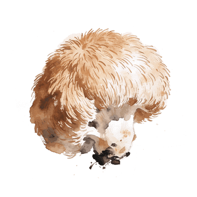 Illustration aquarelle du champignon Lion's Mane