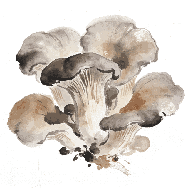 Illustration aquarelle du champignon Maitake