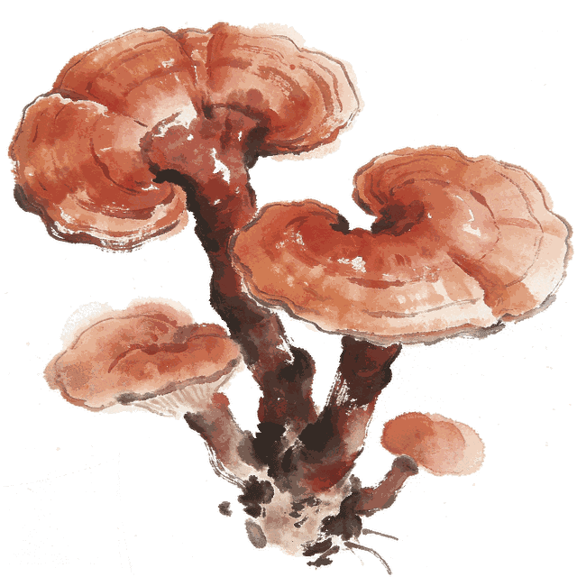 Illustration aquarelle du champignon Reishi