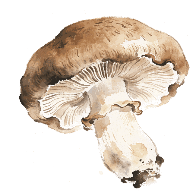 Illustration aquarelle du champignon Shiitake