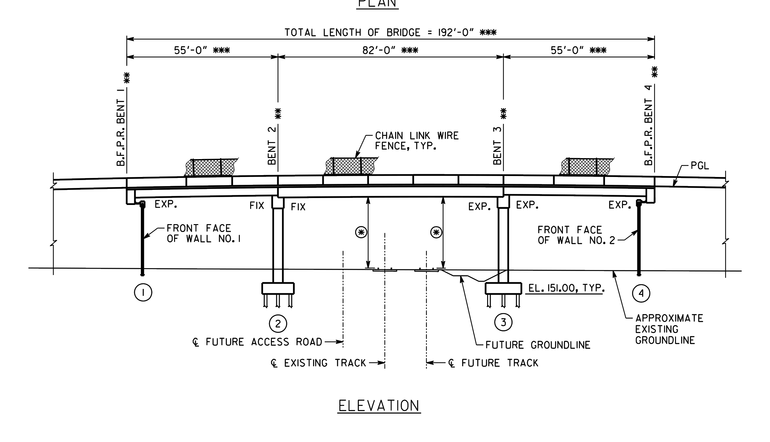 p01_r08 elevation of bridge girder bent line bridge no 1 lt and rt