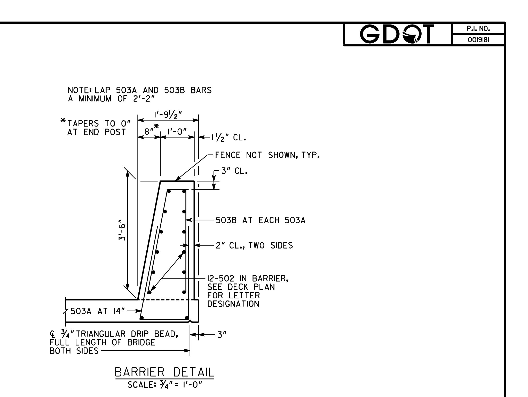 Rail and barrier elevation detail
