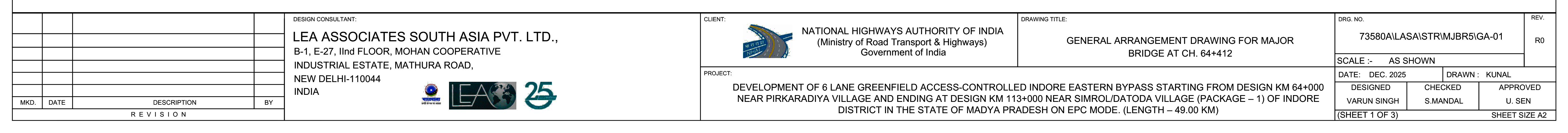 GENERAL ARRANGEMENT DRAWING FOR MAJOR BRIDGE AT CH. 64+412