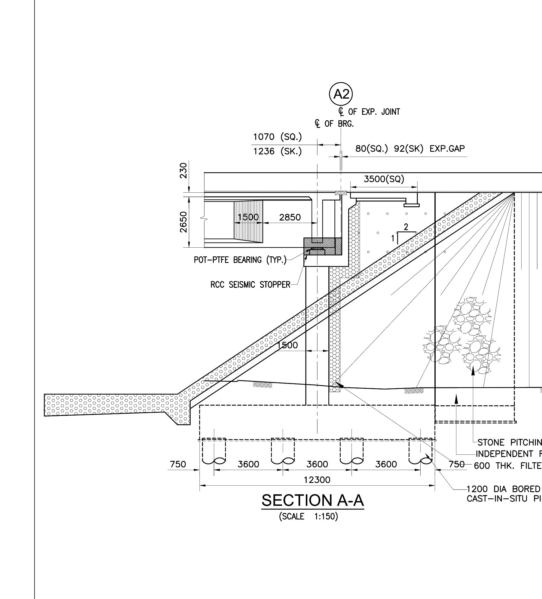 p02_r08 abutment section with retaining wall and bored piles