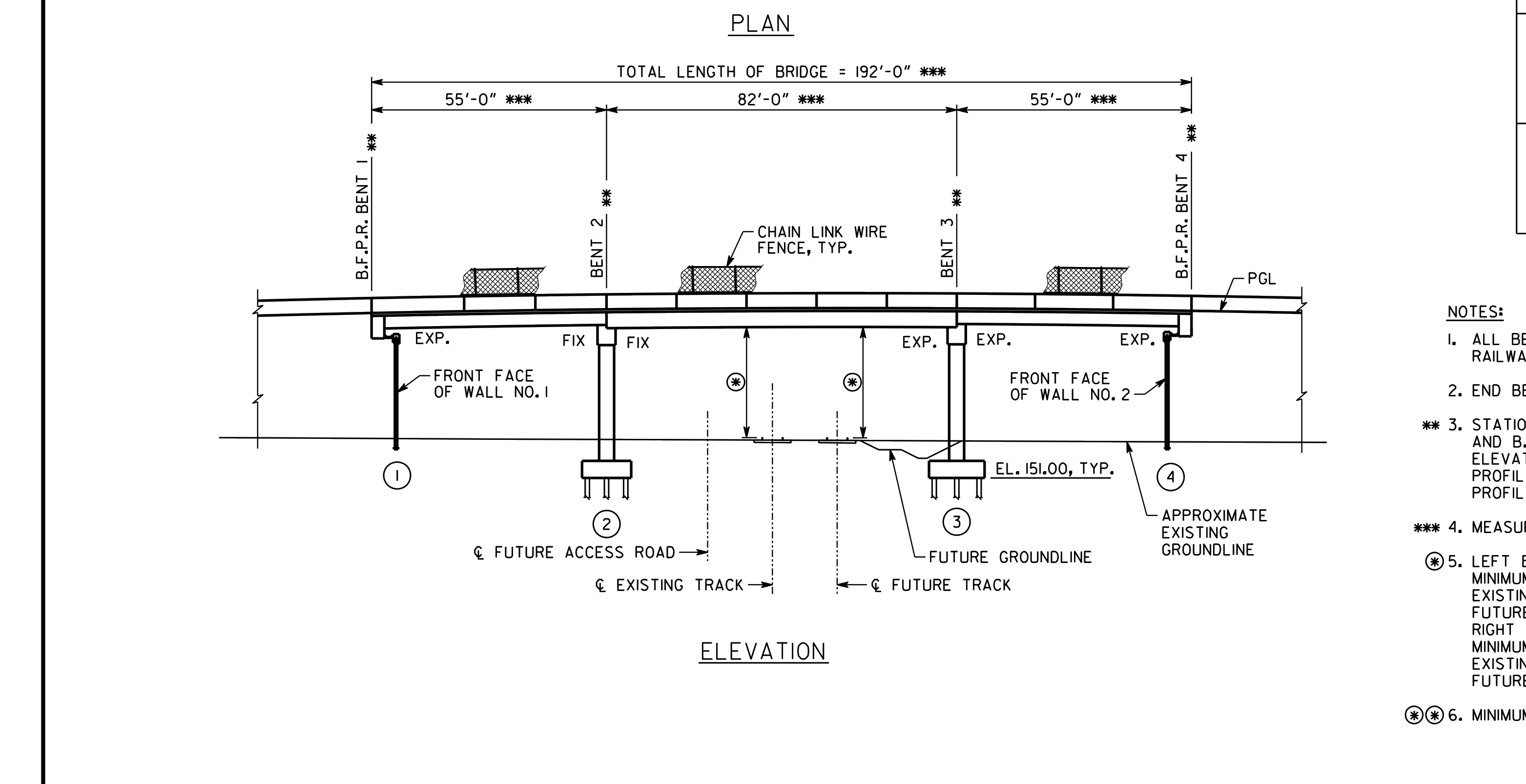 p01_r08 elevation of bridge elevation view showing bents deck fence and groundlines