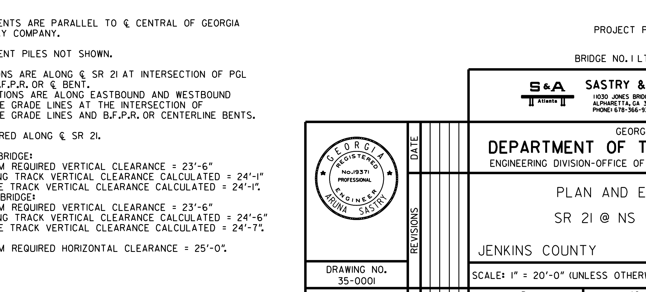 p01_r10 notes of general notes regarding bent stations clearance calculations and bridge construction