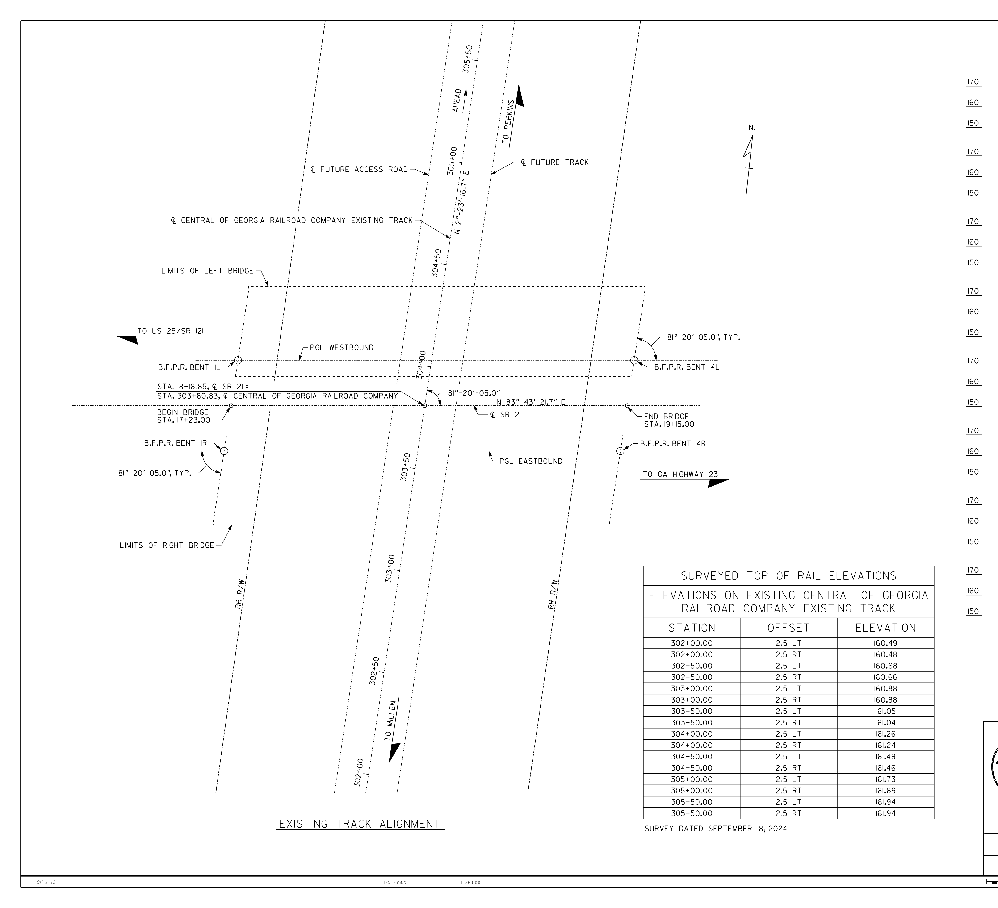 Existing Railroad Track Alignment And Bridge Limits At Sr 21 Crossing