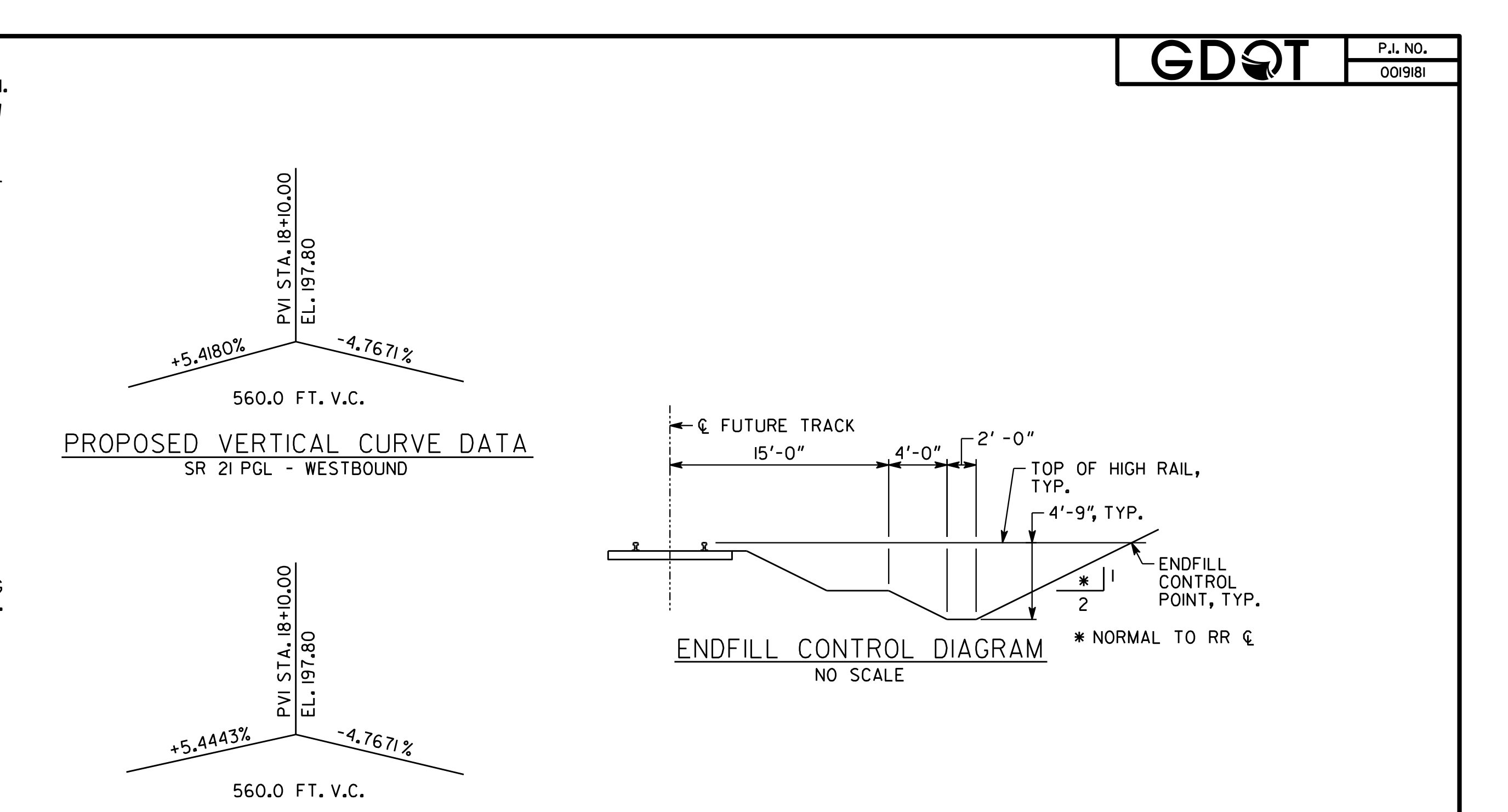 Vertical Curve Data And Endfill Control Geometry