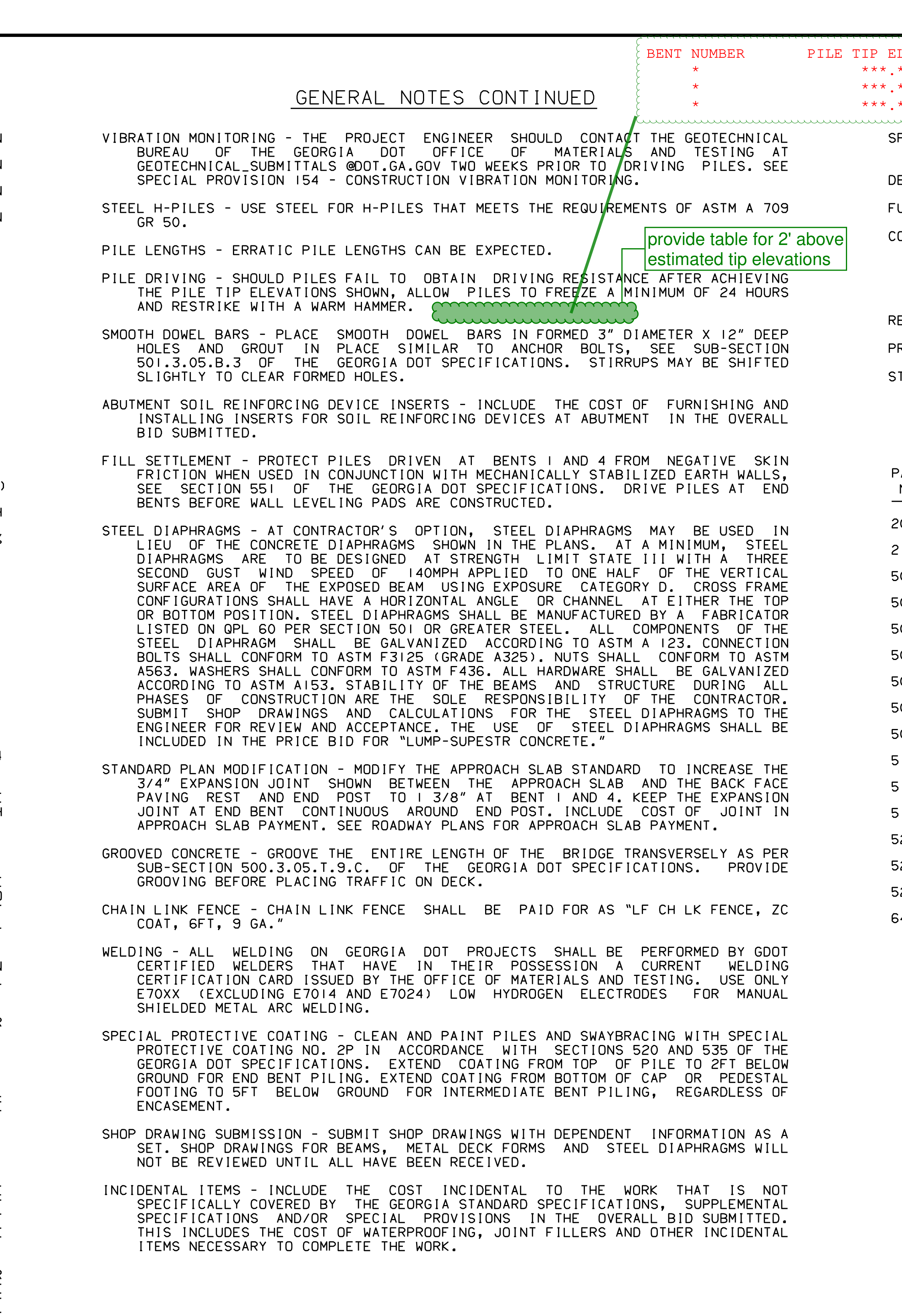 General Notes For Bridge Piles And Superstructure