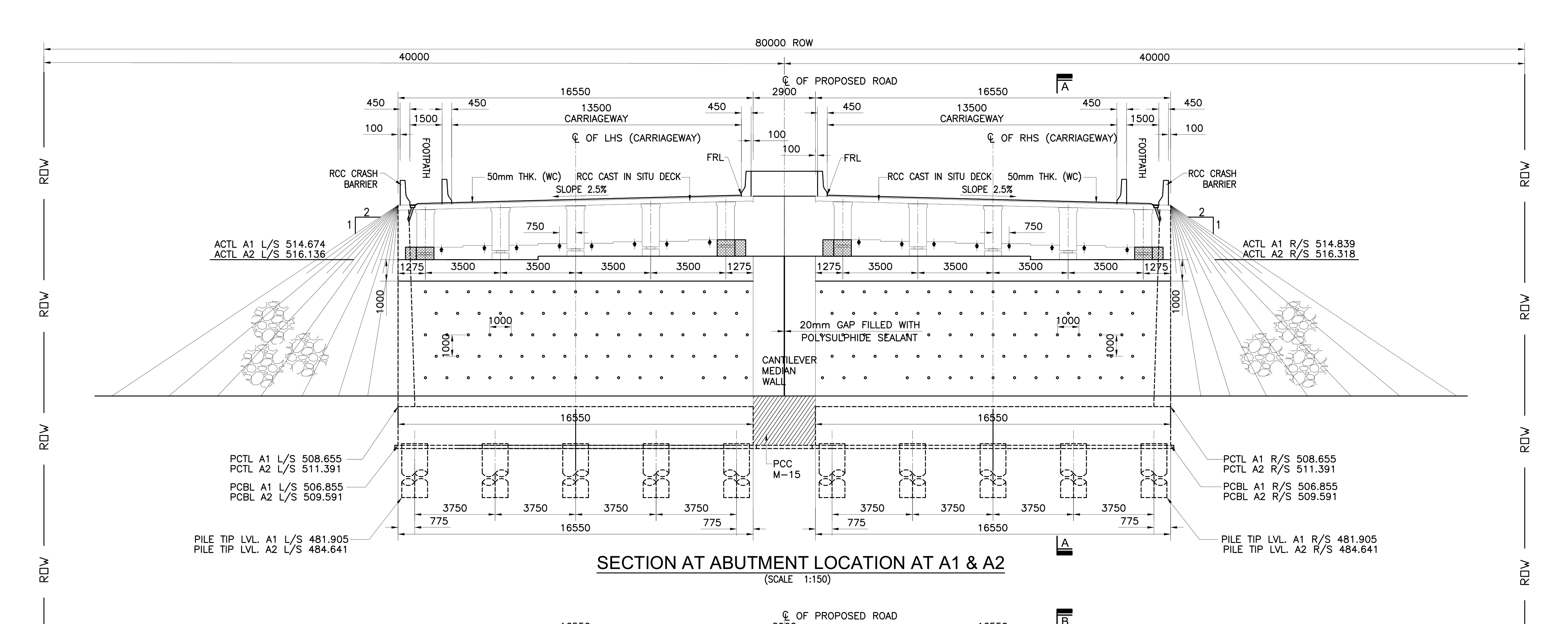 p03_r01 section at abutment location at a1 a2