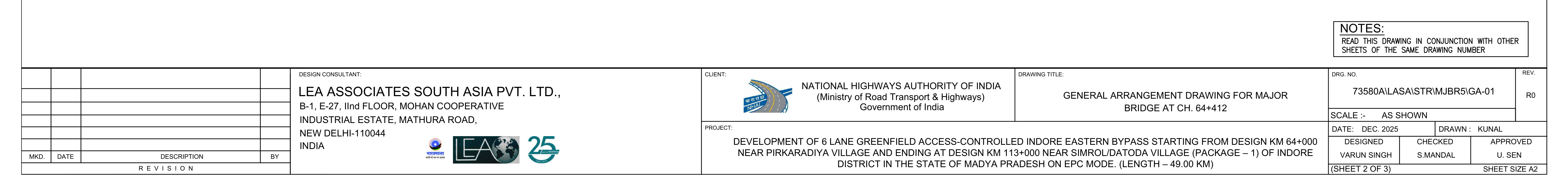 Title Block For Major Bridge General Arrangement Drawing