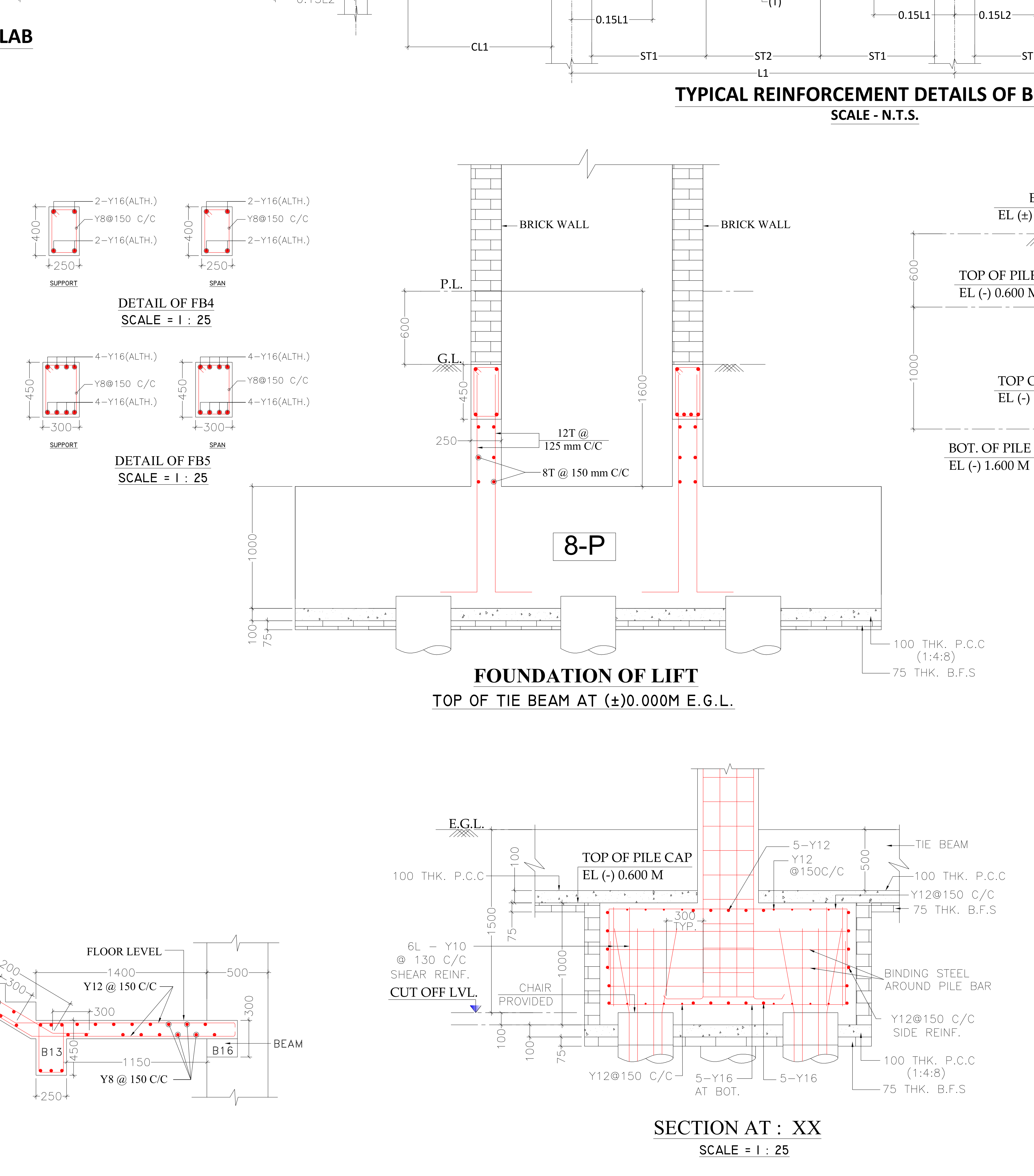 Lift Foundation And Pile Section Details