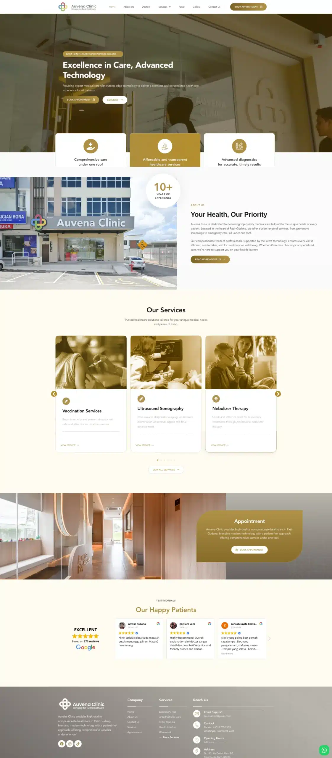 Auvena Clinic — Full Page Design Preview