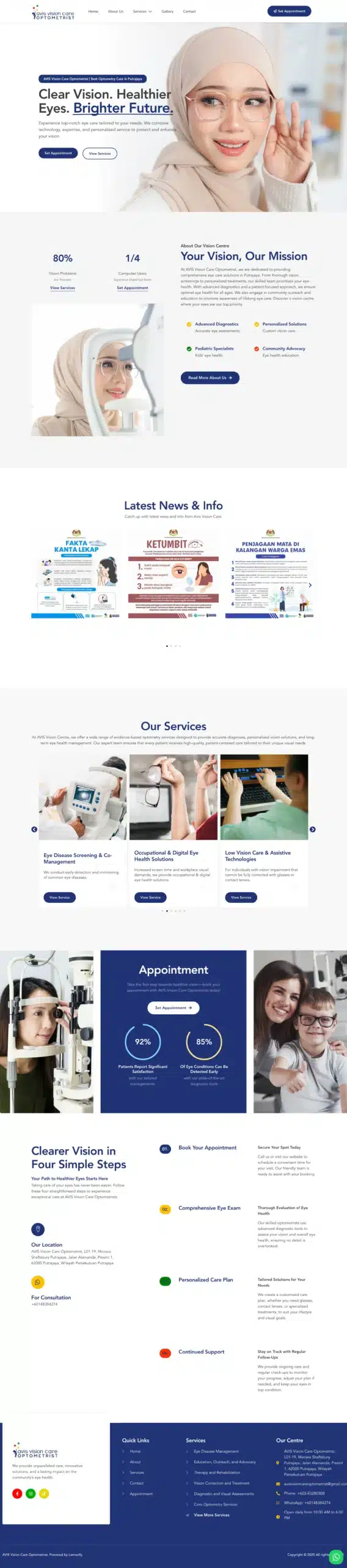 AVIS Vision Care — Full Page Design Preview
