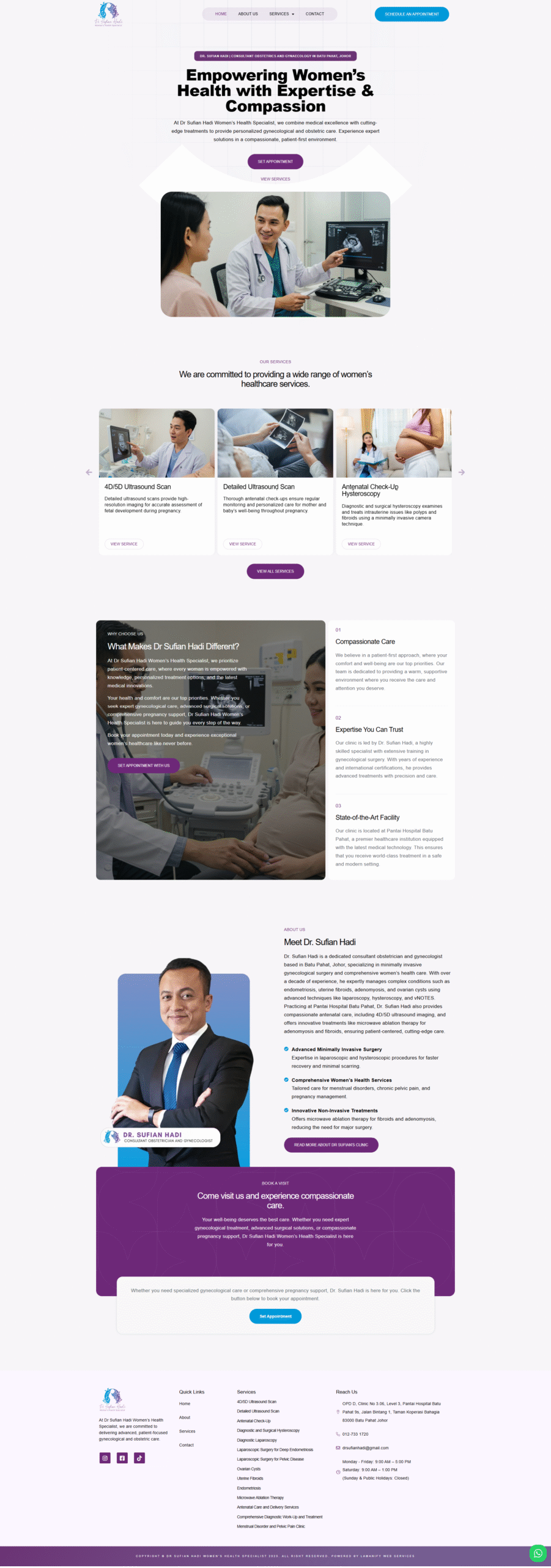 Dr. Sufian Hadi Clinic — Full Page Design Preview