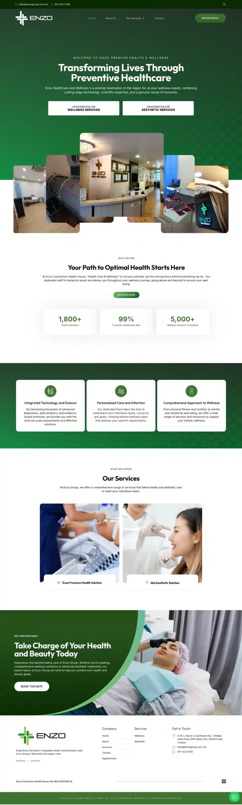 Enzo Wellness — Full Page Design Preview