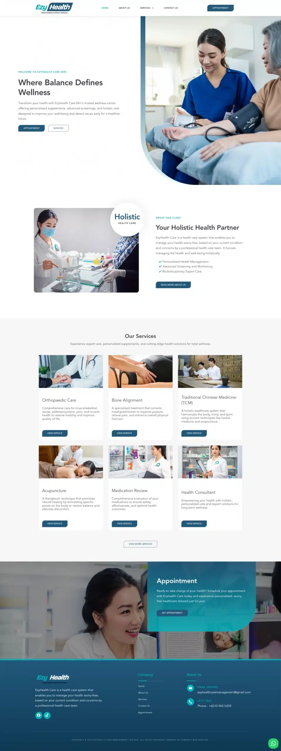 EzyHealth Care — Full Page Design Preview