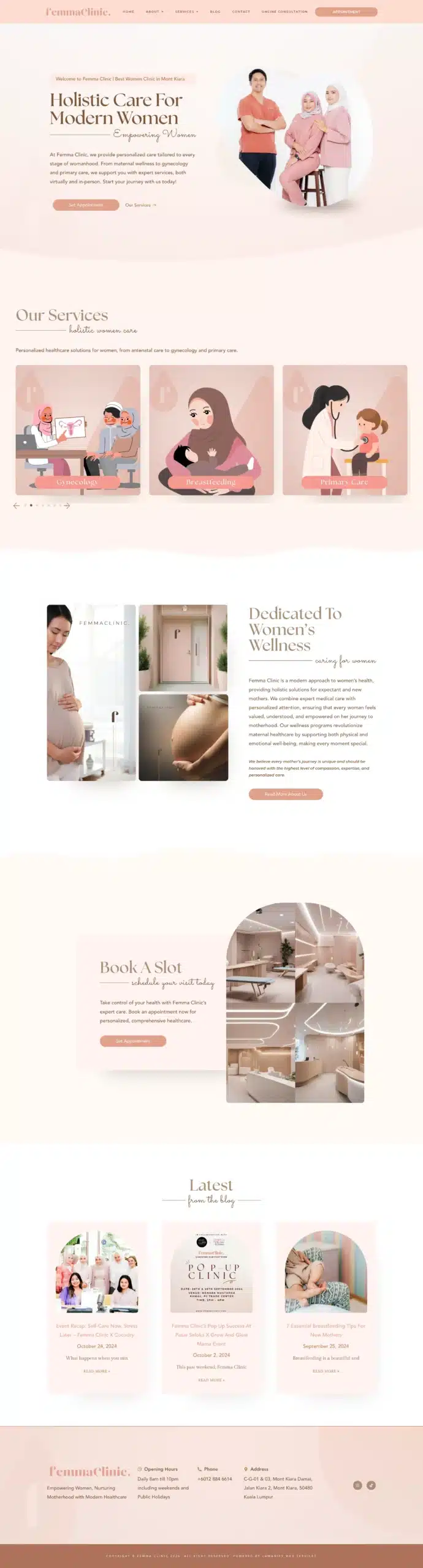 Femma Clinic — Full Page Design Preview