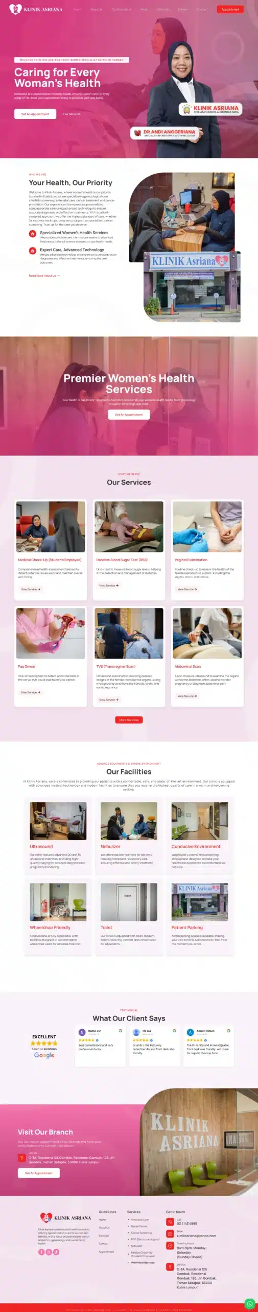 Klinik Asriana — Full Page Design Preview