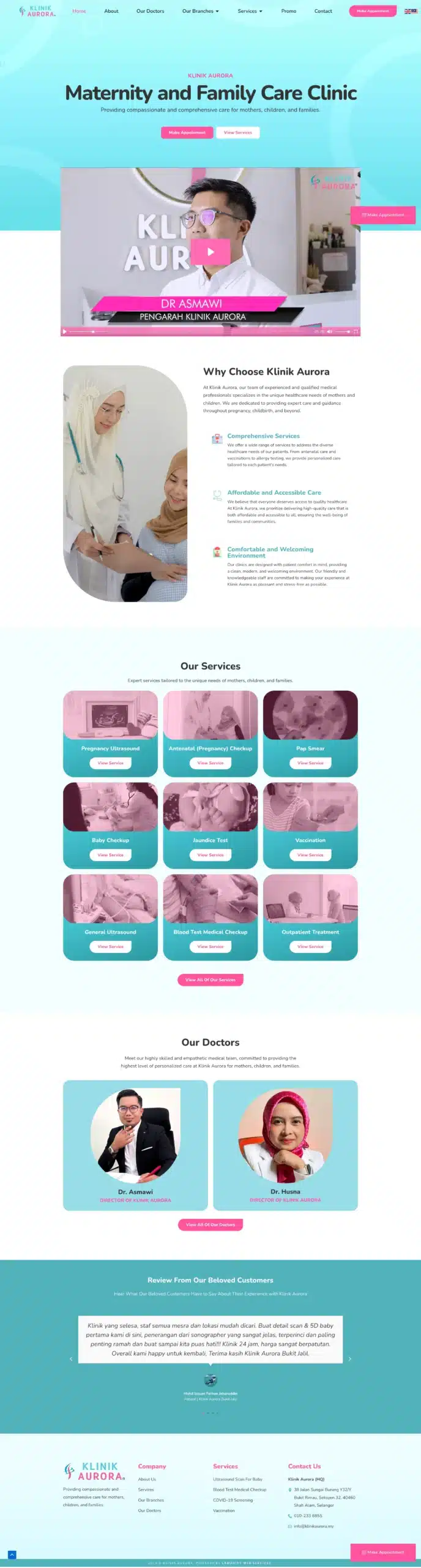 Klinik Aurora — Full Page Design Preview