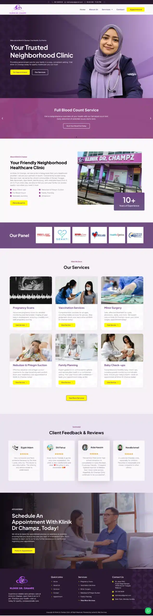 Klinik Dr. Champz — Full Page Design Preview