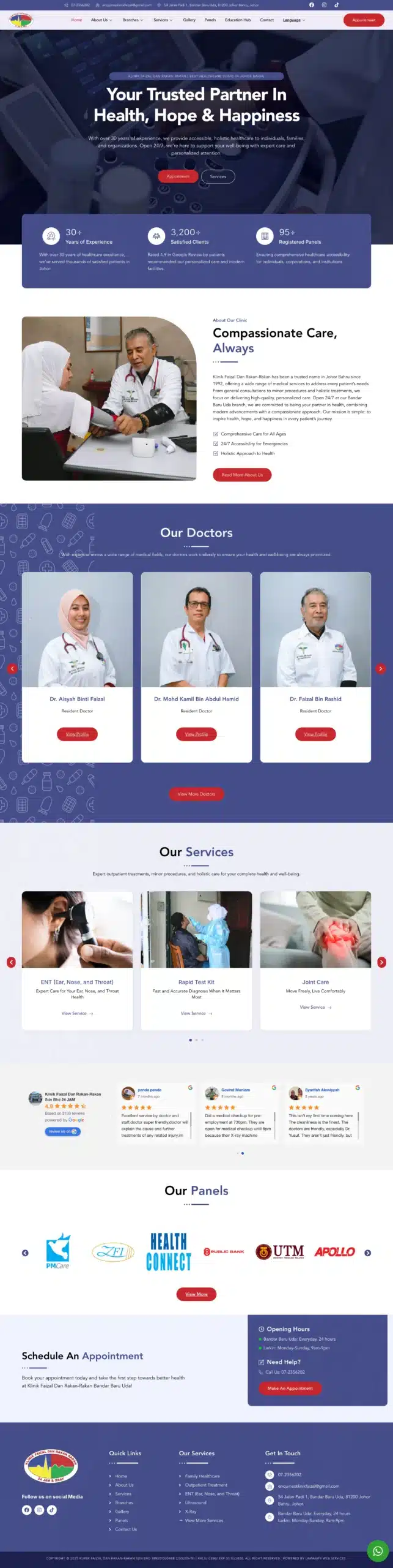 Klinik Faizal — Full Page Design Preview