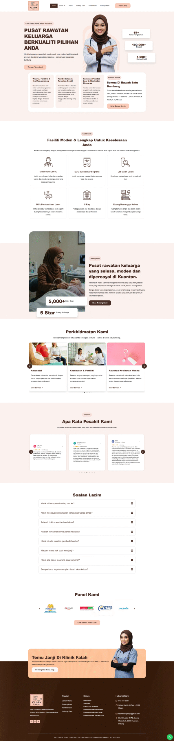 Klinik Falah Indera Mahkota — Full Page Design Preview