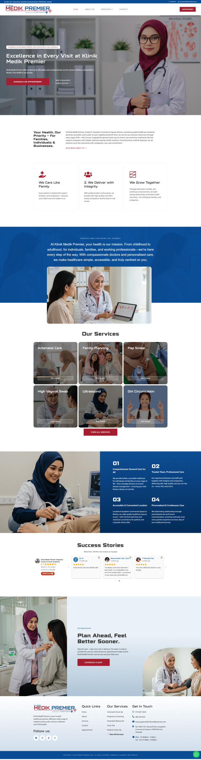 Klinik Medik Premier — Full Page Design Preview