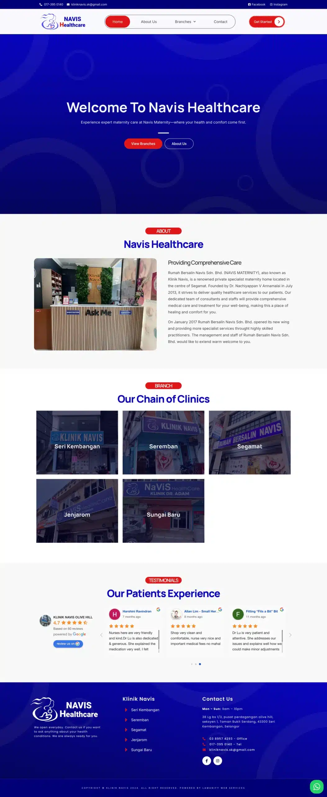 Klinik Navis — Full Page Design Preview