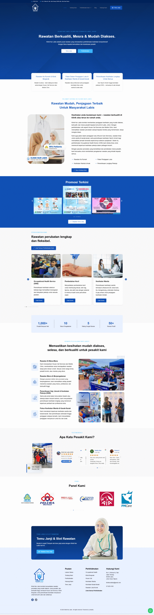 Klinik Nur Labis — Full Page Design Preview