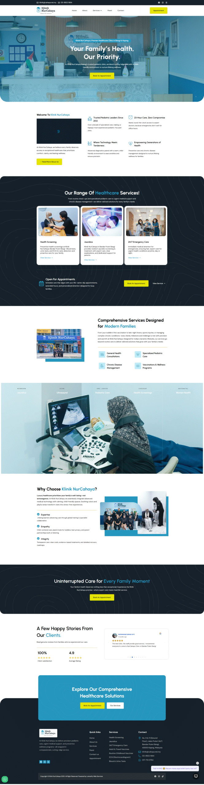 Klinik NurCahaya — Full Page Design Preview