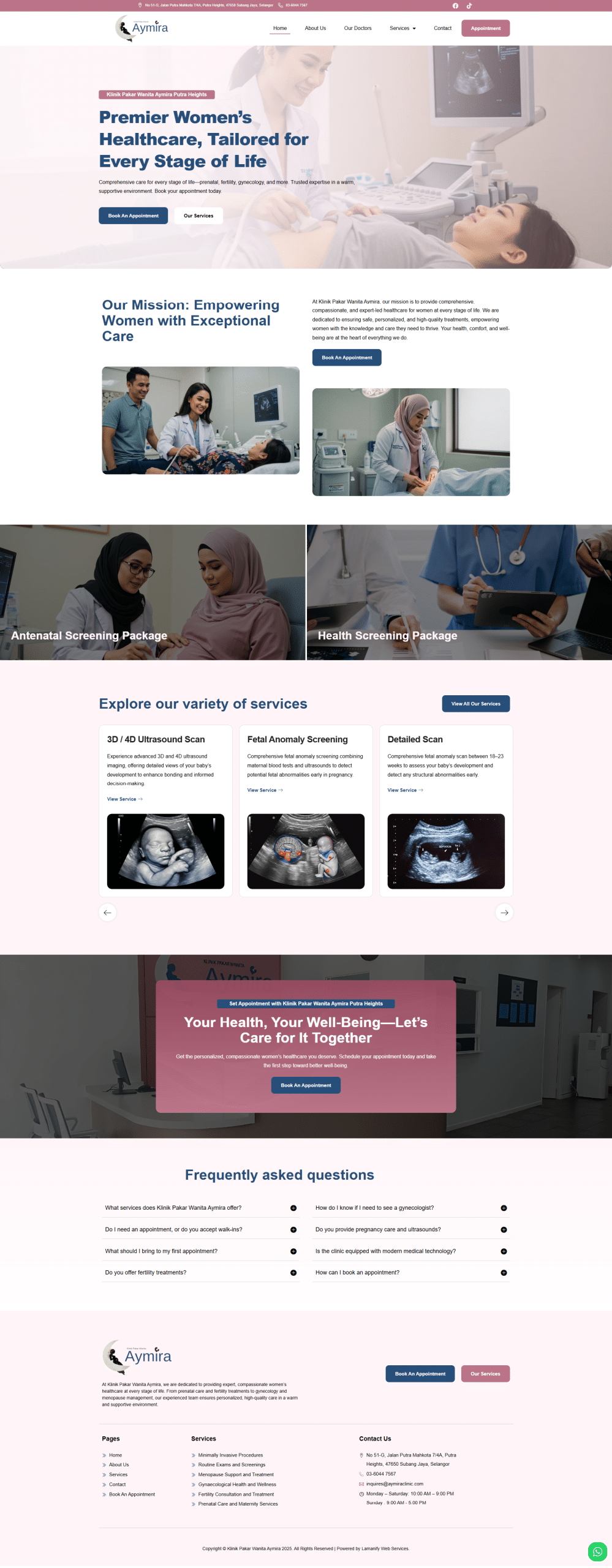 Klinik Pakar Wanita Aymira — Full Page Design Preview