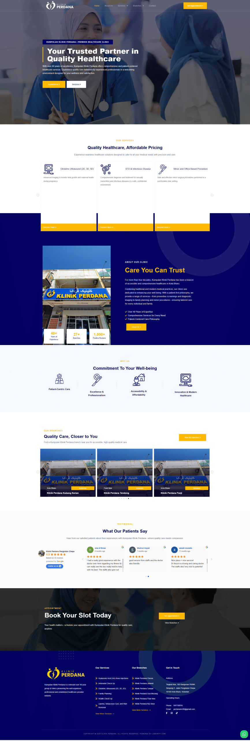 Klinik Perdana — Full Page Design Preview