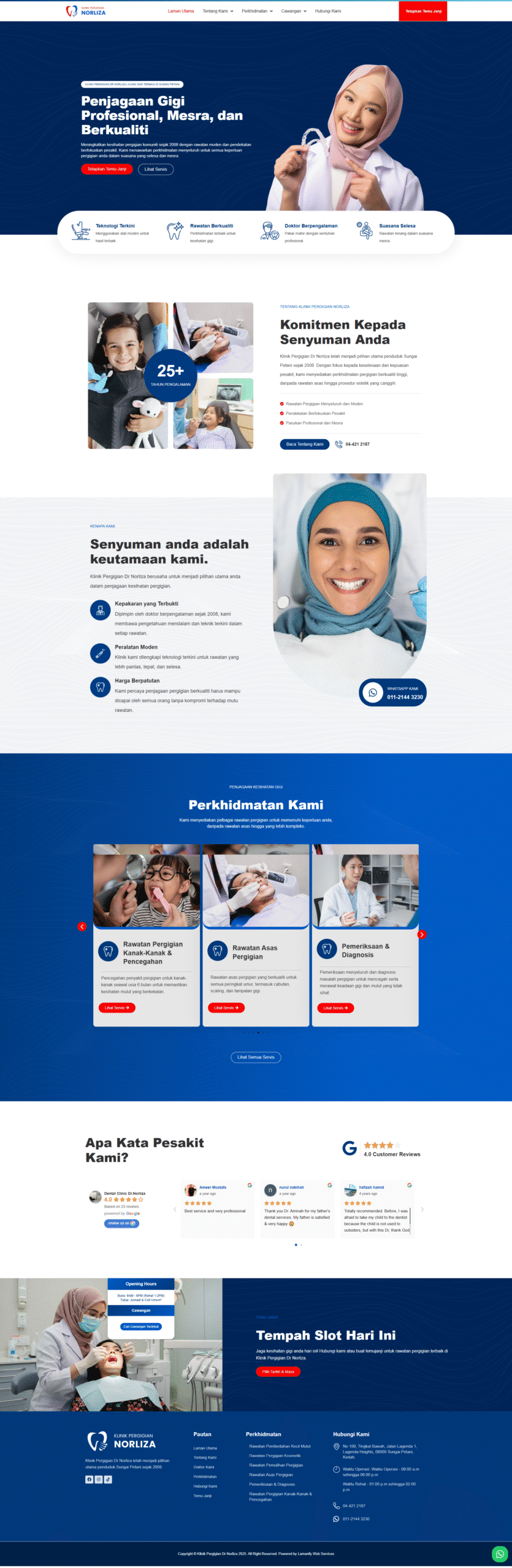 Klinik Pergigian Norliza — Full Page Design Preview
