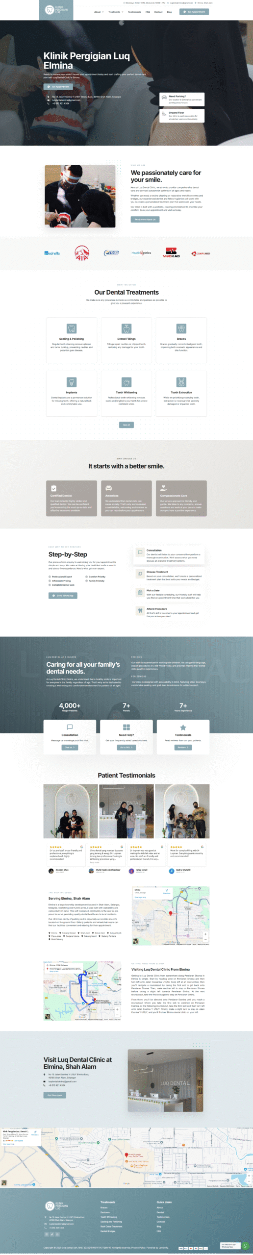 Luq Dental Clinic — Full Page Design Preview