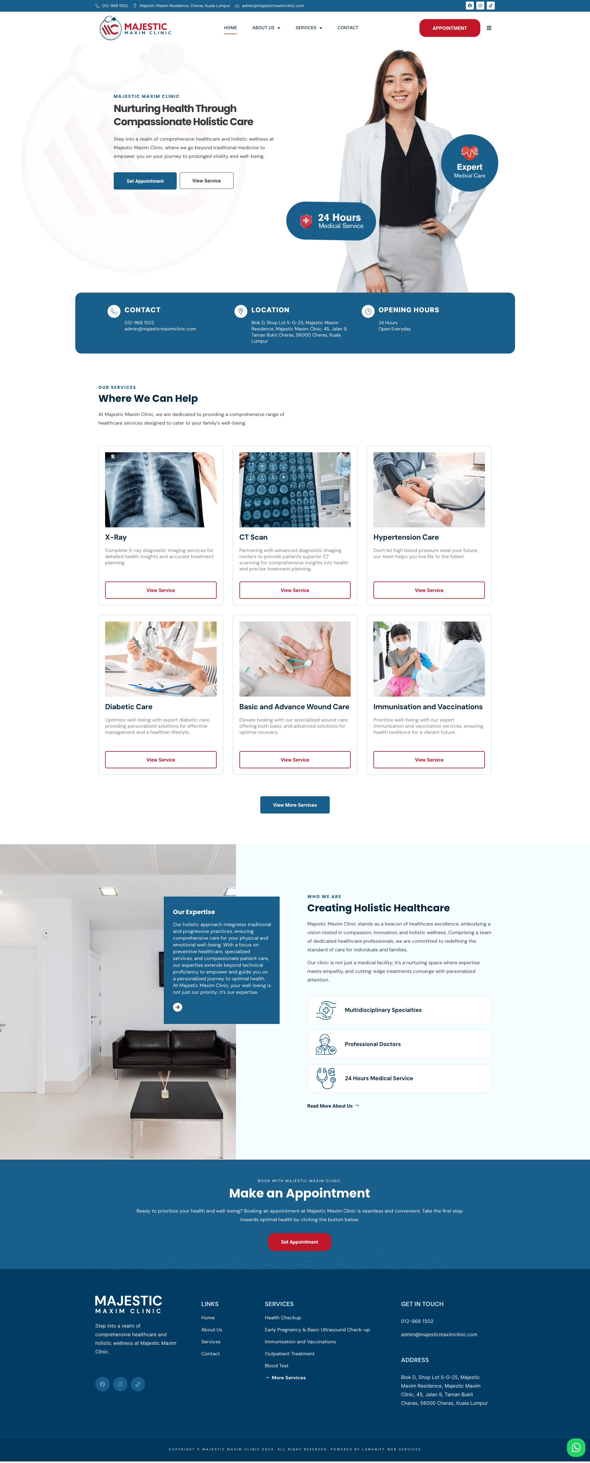 Majestic Maxim Clinic — Full Page Design Preview