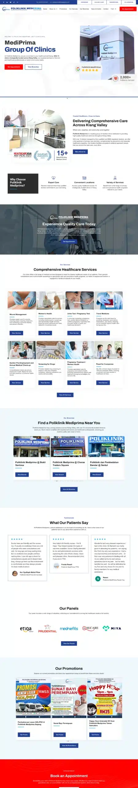 Poliklinik Mediprima — Full Page Design Preview