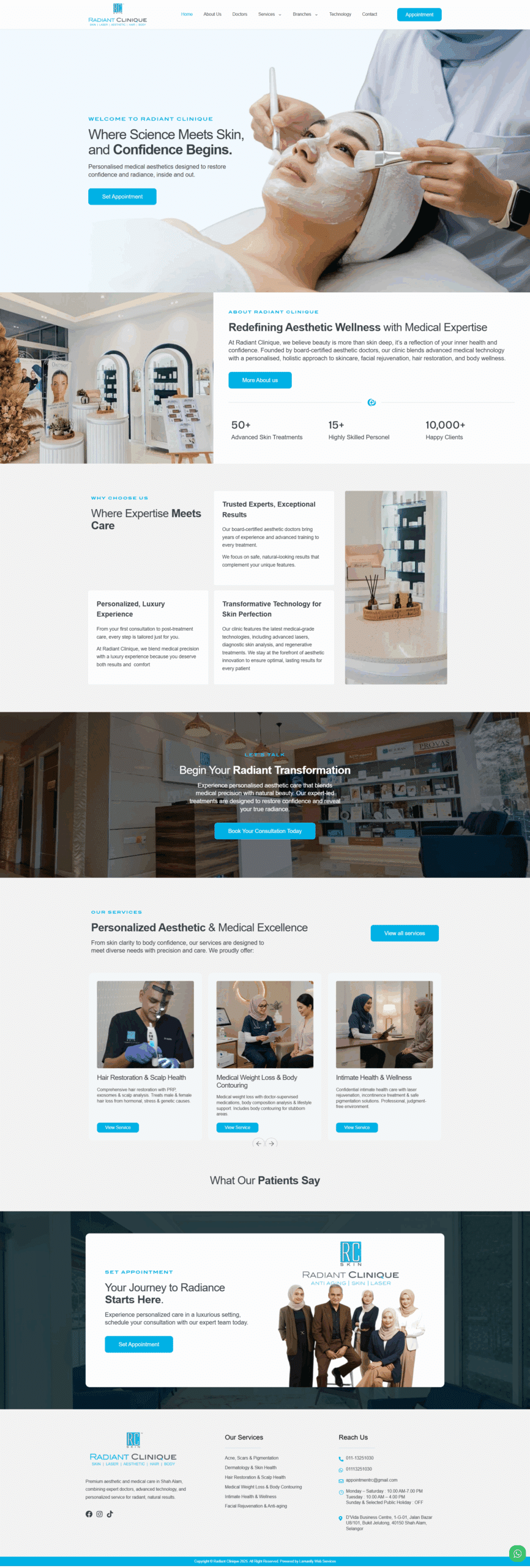Radiant Clinique — Full Page Design Preview