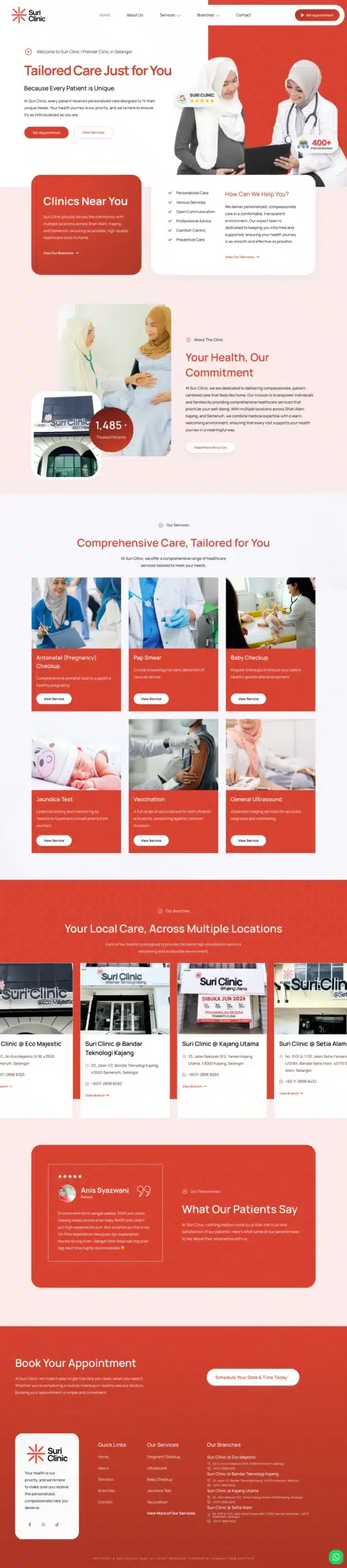 Suri Clinic — Full Page Design Preview
