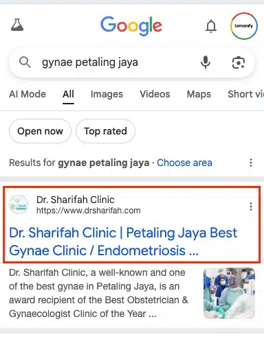 Google Search SEO Result Proof 1