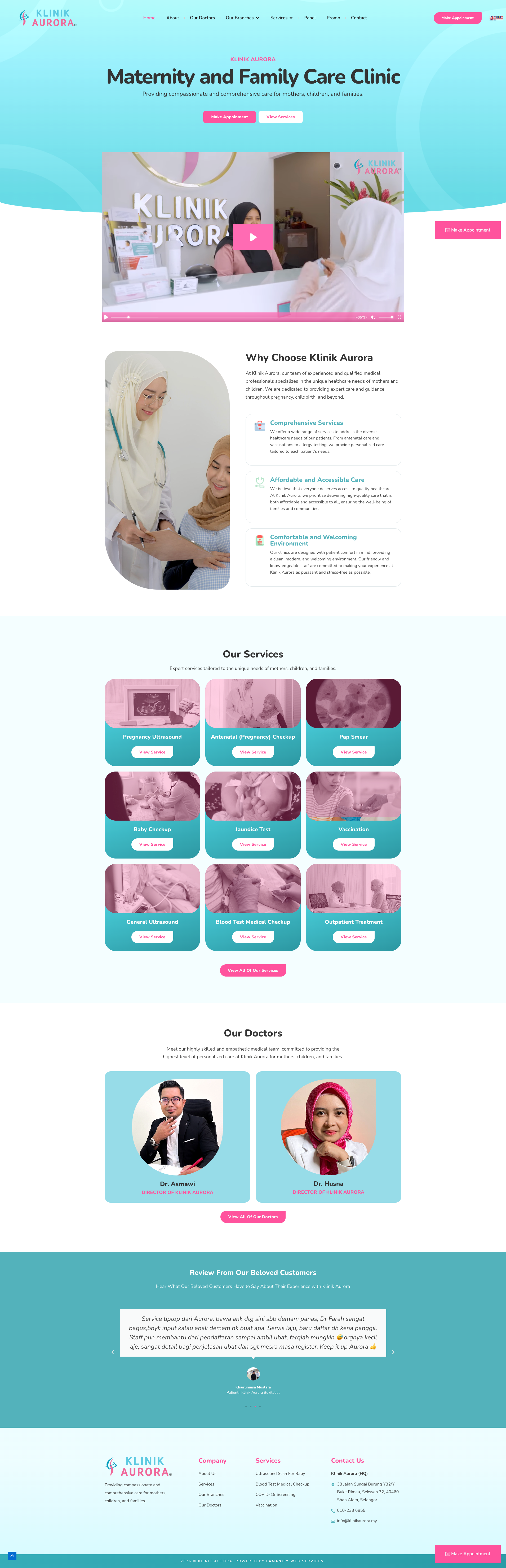 Klinik Aurora — Full Page Design Preview